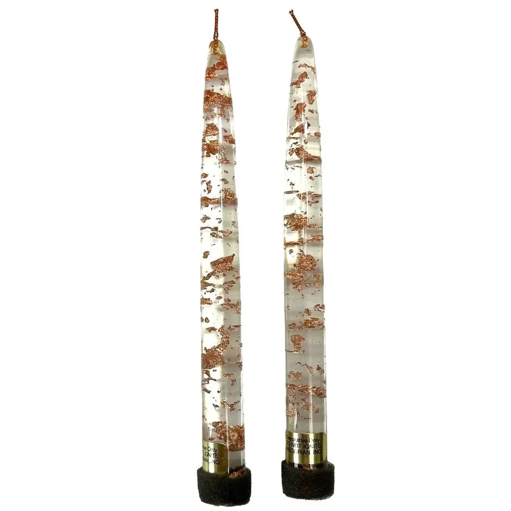 Vintage‎ Gregorian Inc. MCM Copper Flake Lucite Candles Set of 2